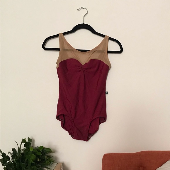 Luckyleo Other - Luckyleo Acorn Leotard - Burgundy/Nude Mesh, Sz. L